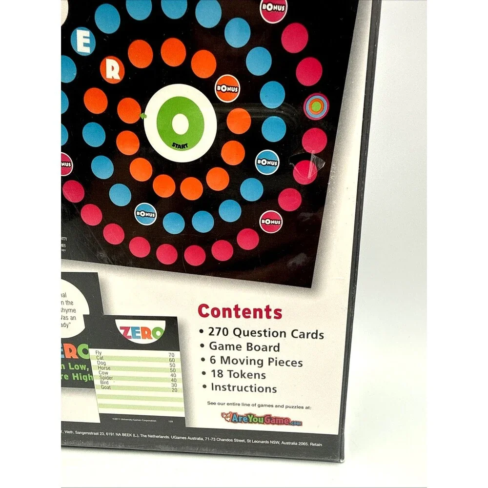 Zero - Fun New Question and Answer Board Game w/Tokens and Moving Pieces NIB